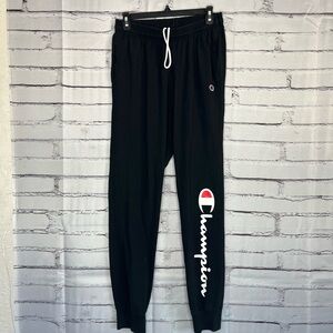 Champion Black Sweatpants SZ M Graphic Logo Stretch Streetwear Grunge Activewear